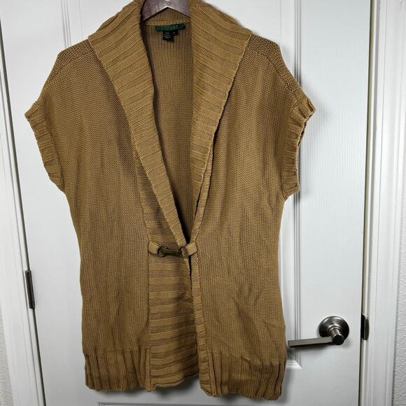 Lauren by Ralph Lauren Sweaters - Lauren Ralph Lauren Shawl-Collar Cardigan Sweater Vest Linen Cotton Women’s XL
